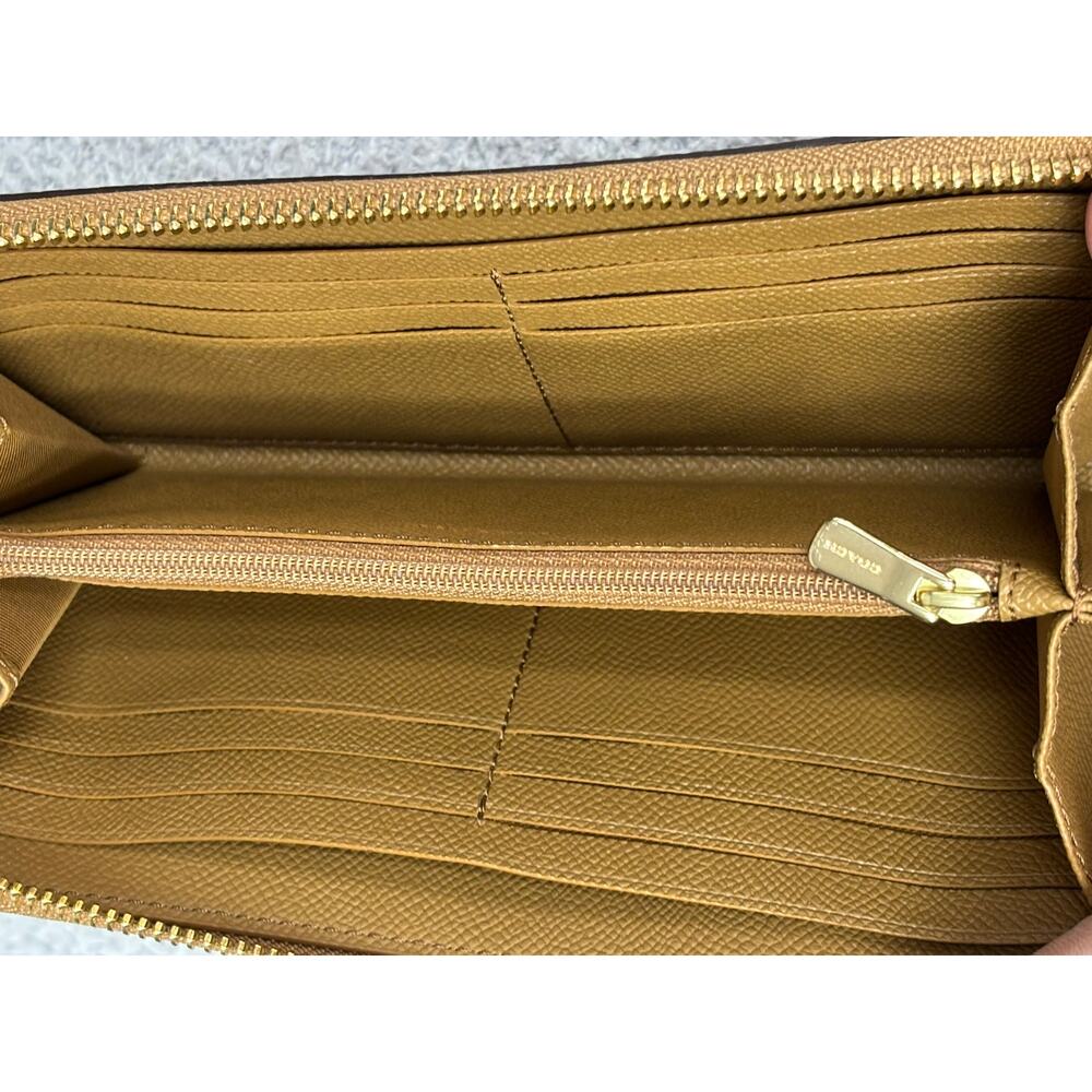 Coach Brown Pebbled Leather Continental Accordion Zip Wallet #76949 - Picture 7 of 8